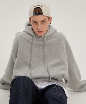 피치스킨 벌룬오버 후드 - 그레이