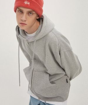 피치스킨 벌룬오버 후드집업 - 그레이