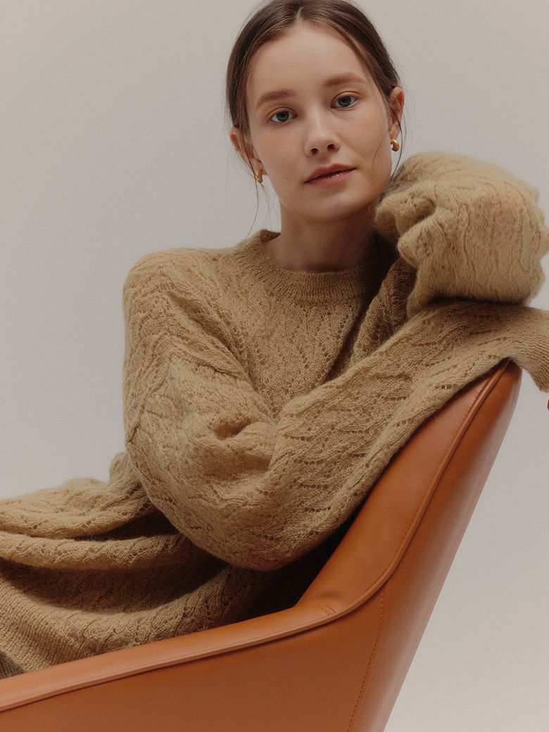 MOHAIR LOOSE FIT KNIT_CAMEL