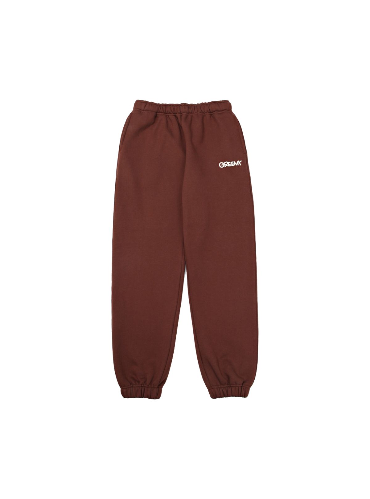 그리미(GREEMY) NEW SMALL LOGO JOGGER PANTS(BROWN)