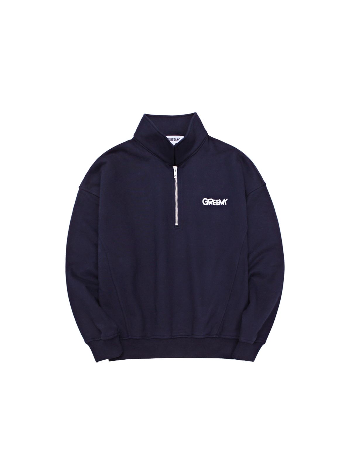 그리미(GREEMY) SIGNATURE LOGO HALF ZIP-PU(NAVY)
