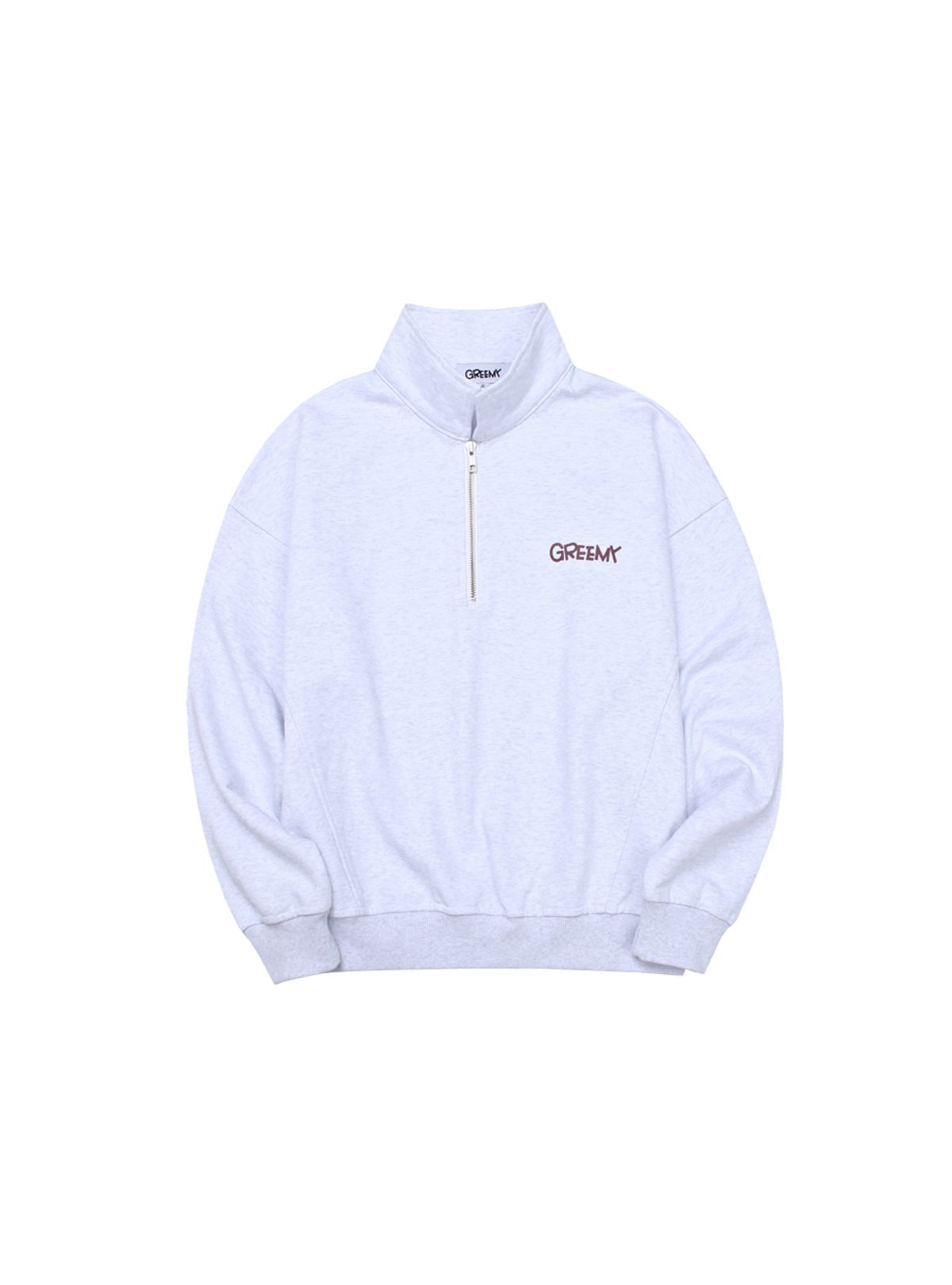 그리미(GREEMY) SIGNATURE LOGO HALF ZIP-PU (MELANGE GREY)