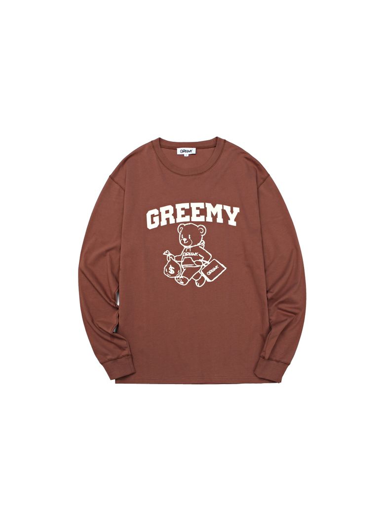 BEAR LONG SLEEVE T-SHIRTS(BROWN)