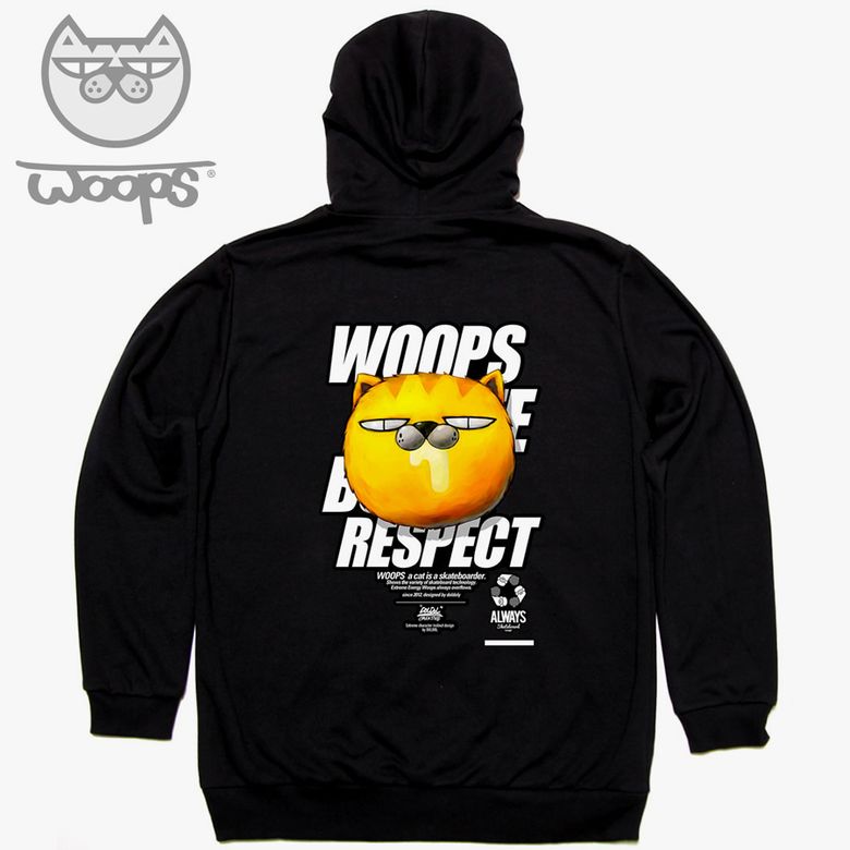 WOOPS_HOODY_97 스케이트보드 고양이 웁스 캐릭터 후드티 후디