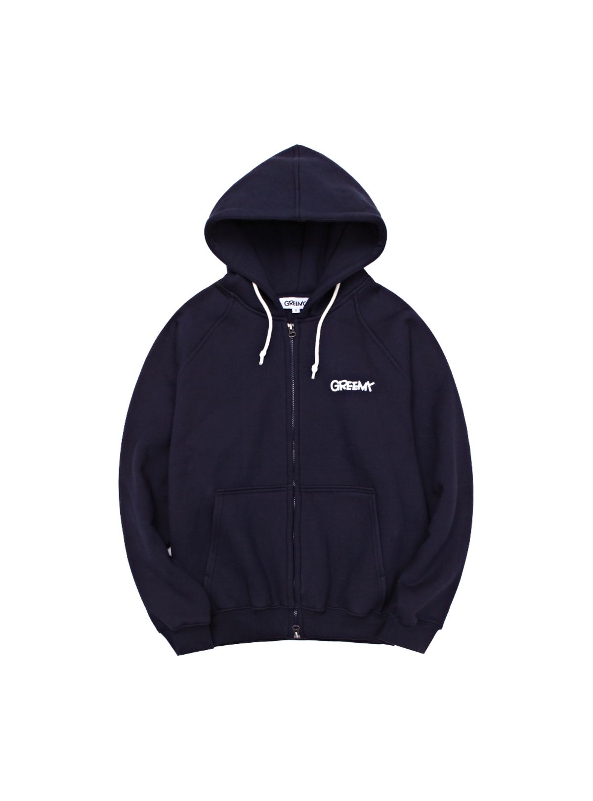그리미(GREEMY) SMALL LOGO HOODIE ZIP-UP (NAVY)