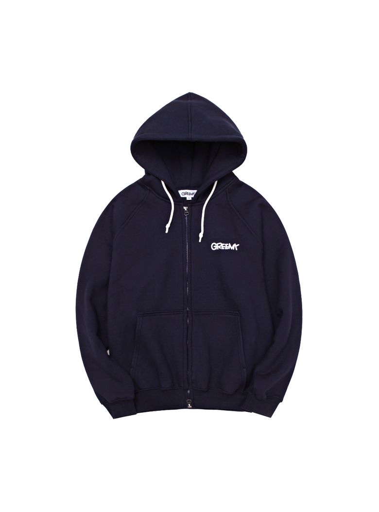 SMALL LOGO HOODIE ZIP-UP (NAVY)