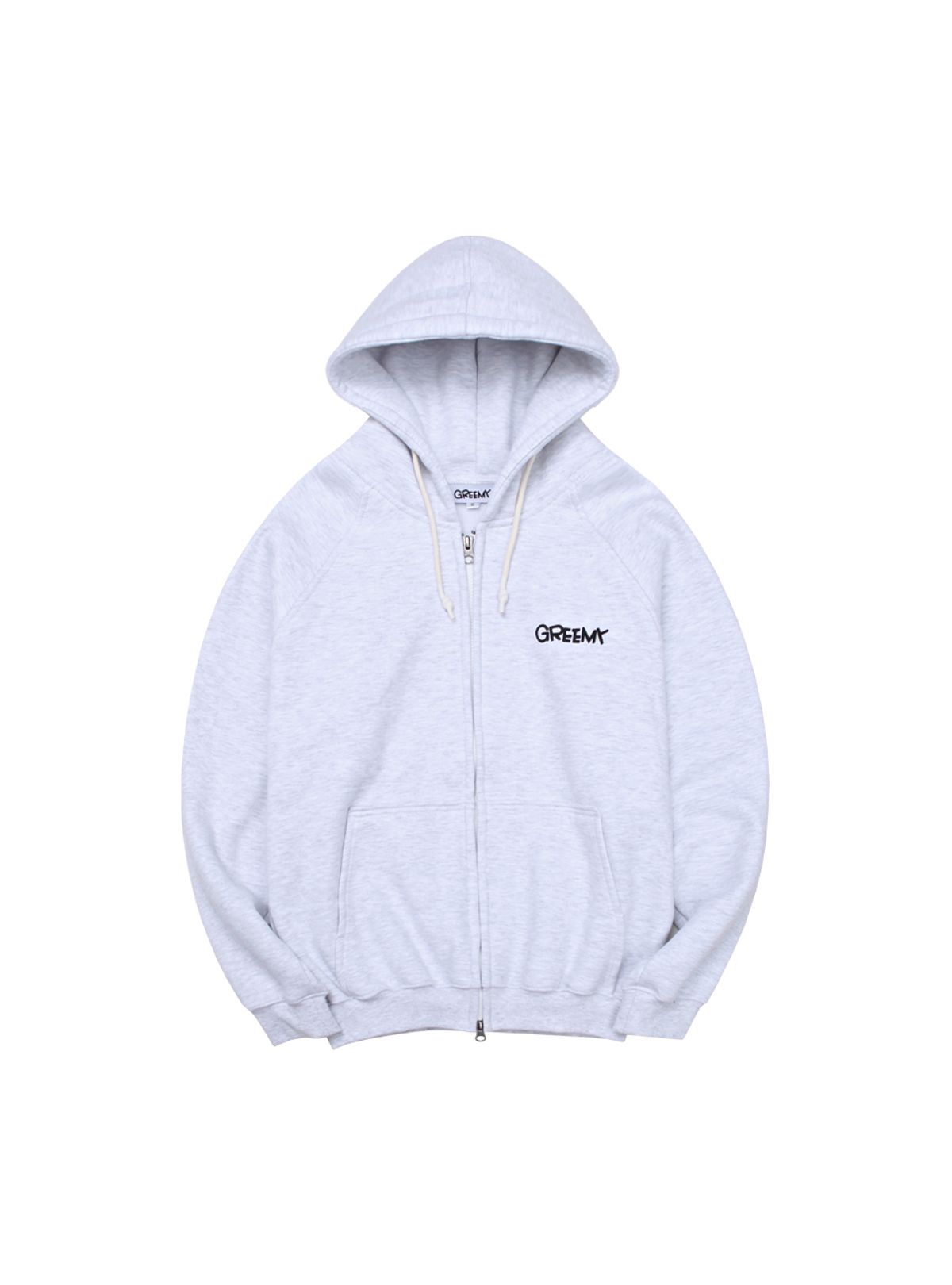 그리미(GREEMY) SMALL LOGO HOODIE ZIP-UP (MELANGE GREY)