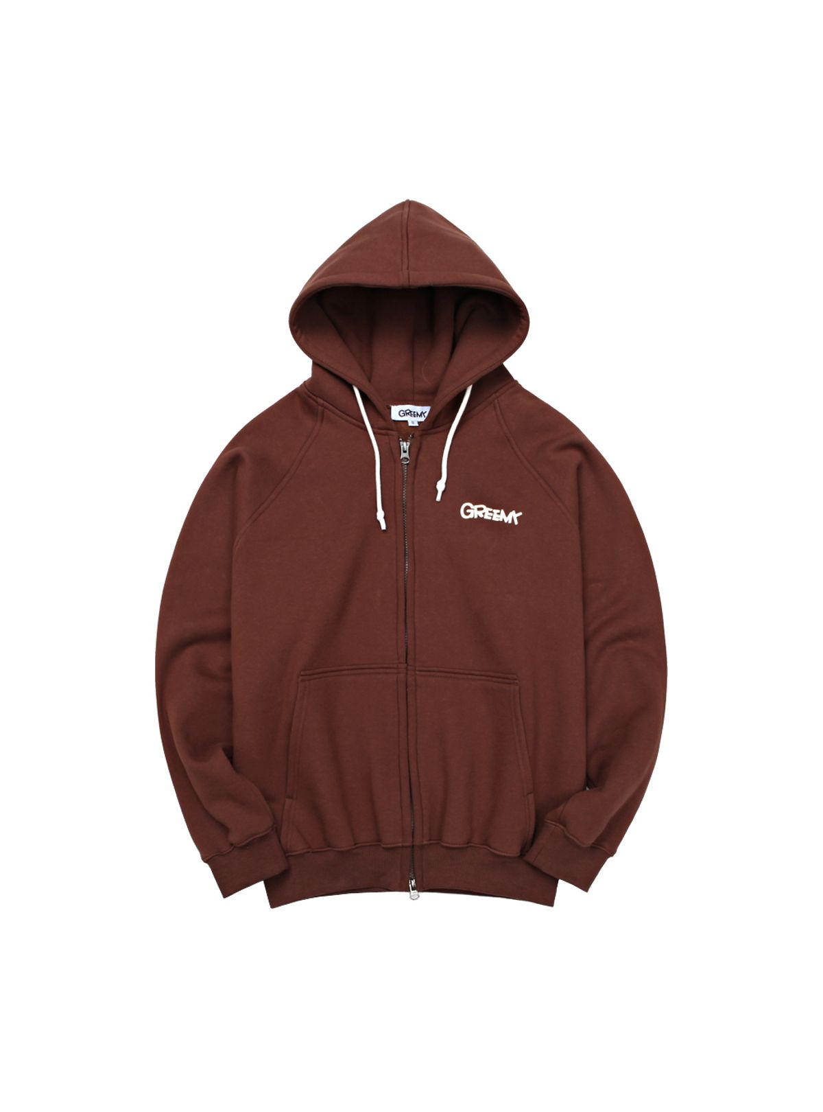 그리미(GREEMY) SMALL LOGO HOODIE ZIP-UP (BROWN)