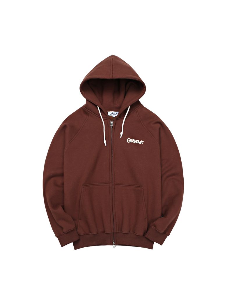 SMALL LOGO HOODIE ZIP-UP (BROWN)