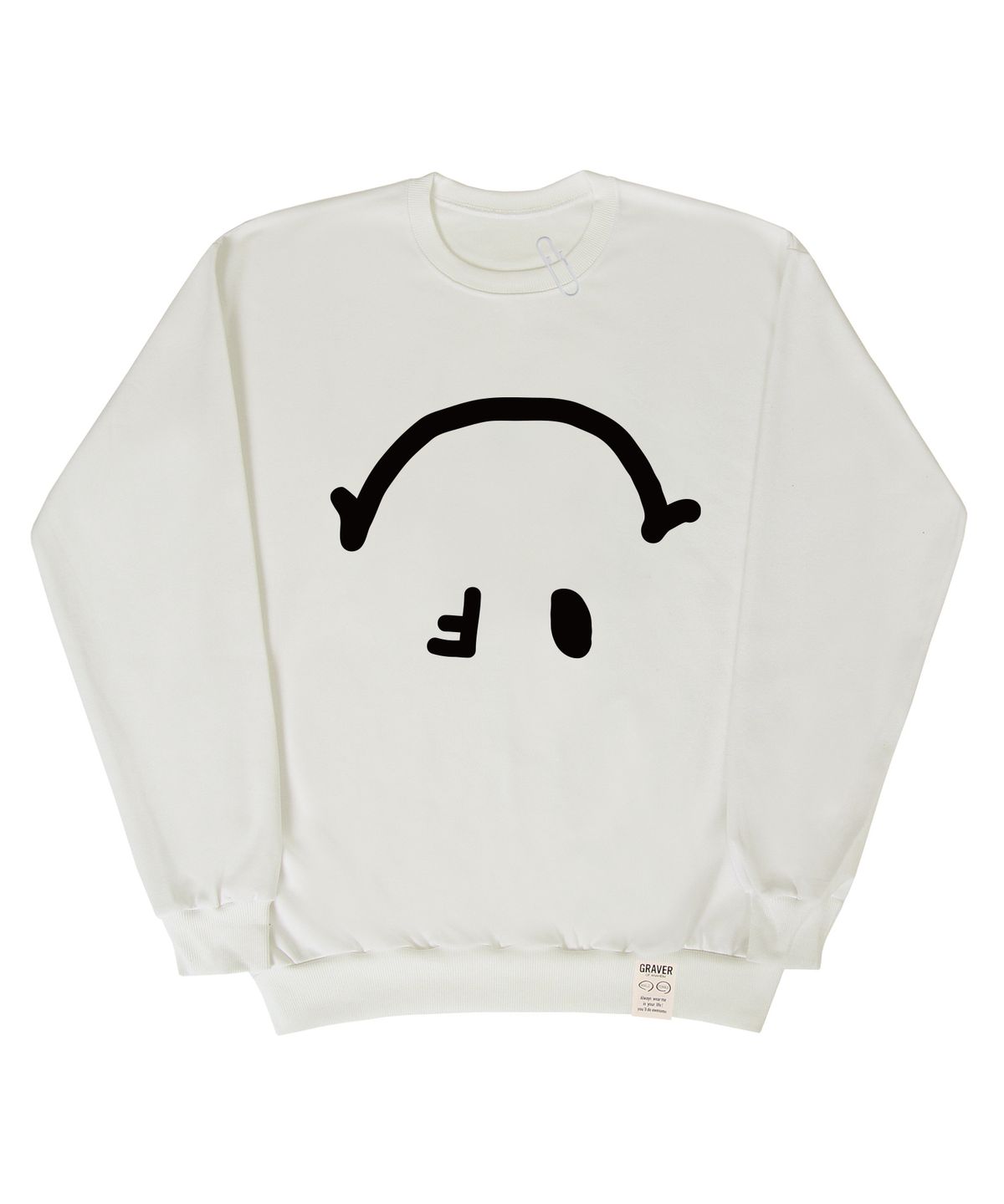 그레이버(GRAVER) [UNISEX]리버스 스마일 드로잉 맨투맨_아이보리