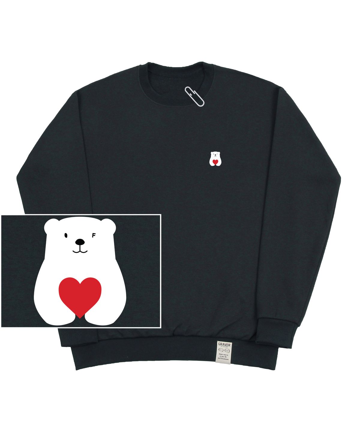 그레이버(GRAVER) [UNISEX]스몰 폴라베어 레드하트 맨투맨_차콜