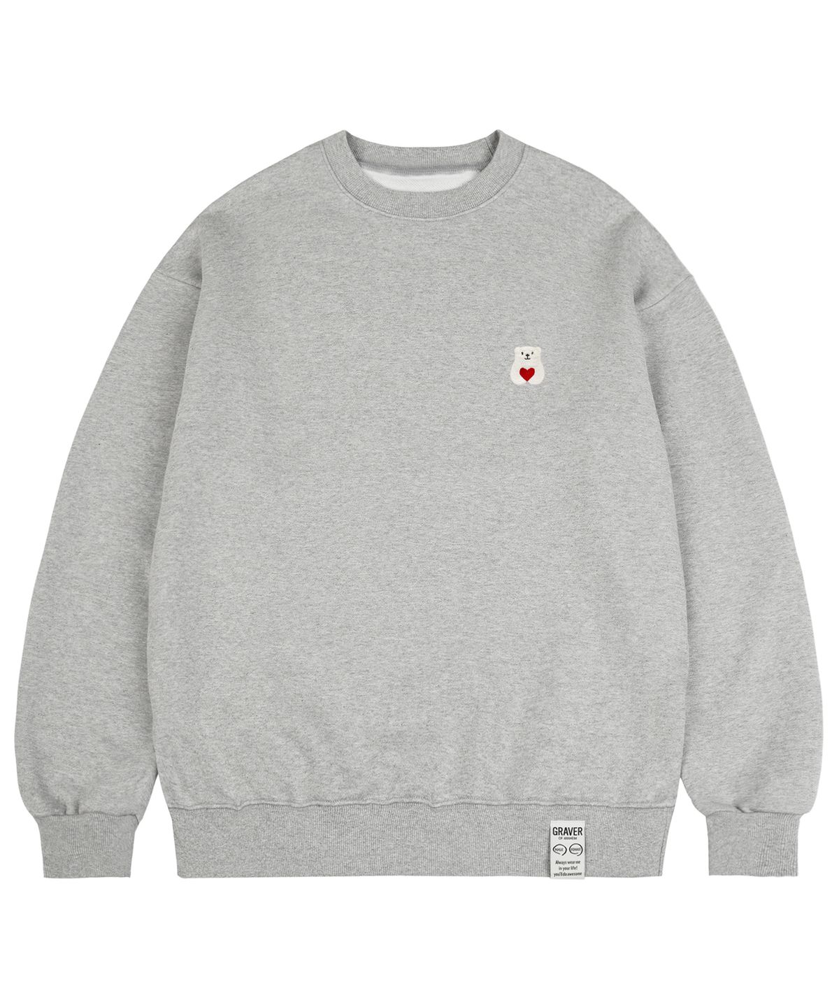 그레이버(GRAVER) [UNISEX]스몰 폴라베어 레드하트 맨투맨_그레이