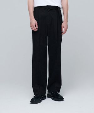 리얼 와이드 벨티드 슬랙스 [블랙]