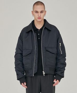 오버사이즈 더블 포켓 MA-1 점퍼 [블랙]