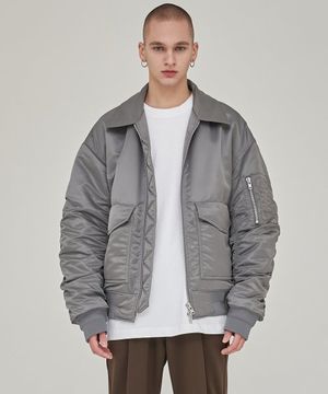 오버사이즈 더블 포켓 MA-1 점퍼 [그레이]