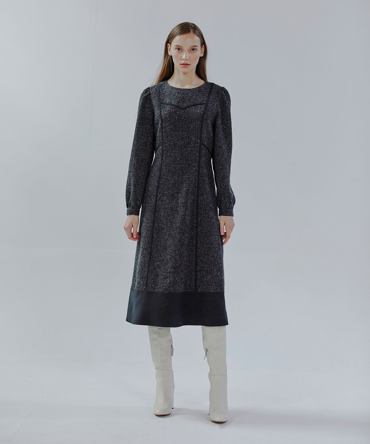 에트몽(ETMON) Color Block Line Dress  Black