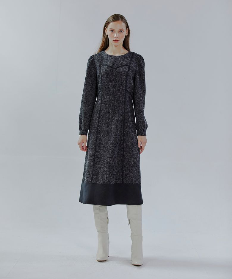 Color Block Line Dress  Black