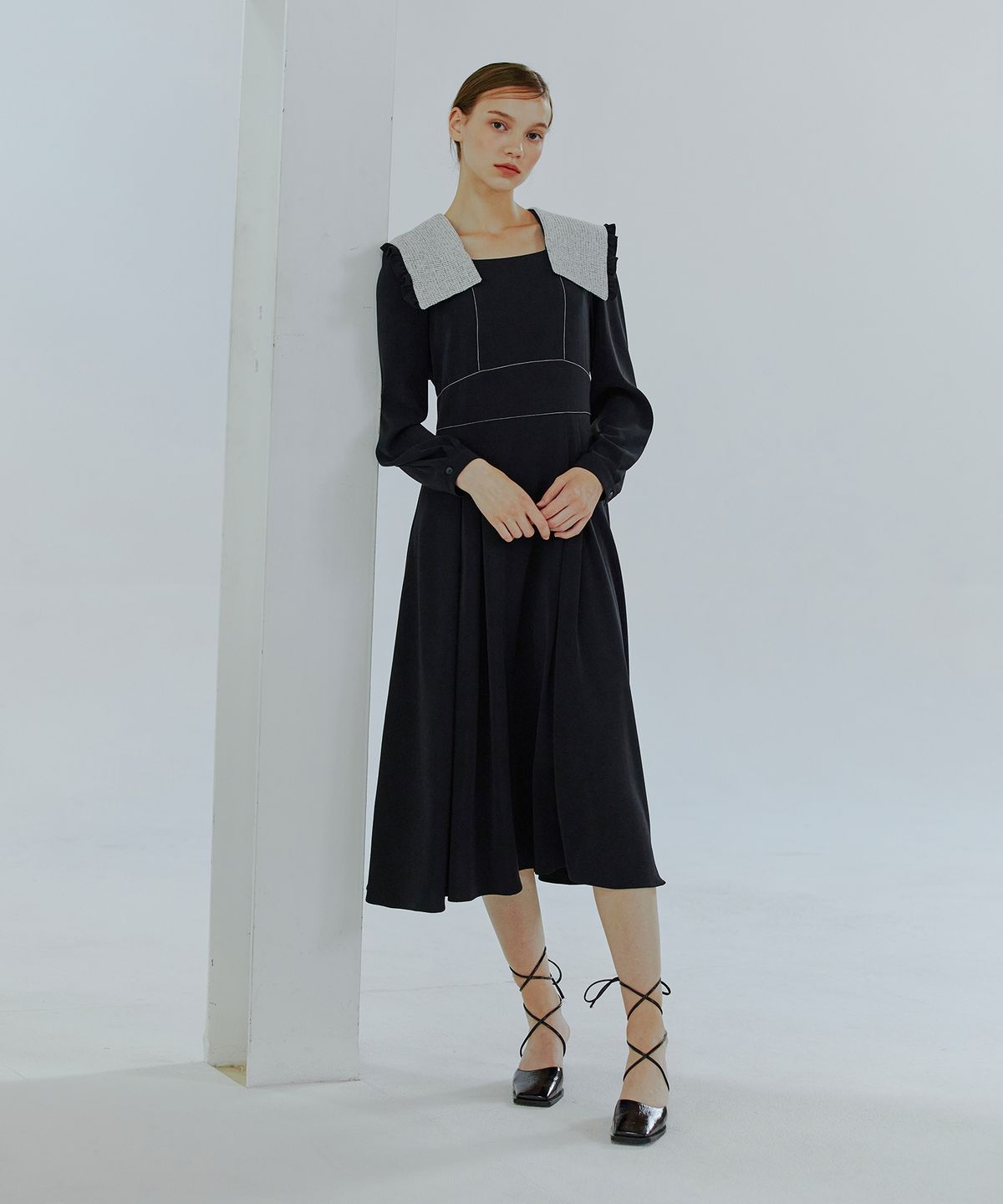 에트몽(ETMON) Detachable Sailor Collar Dress  Black