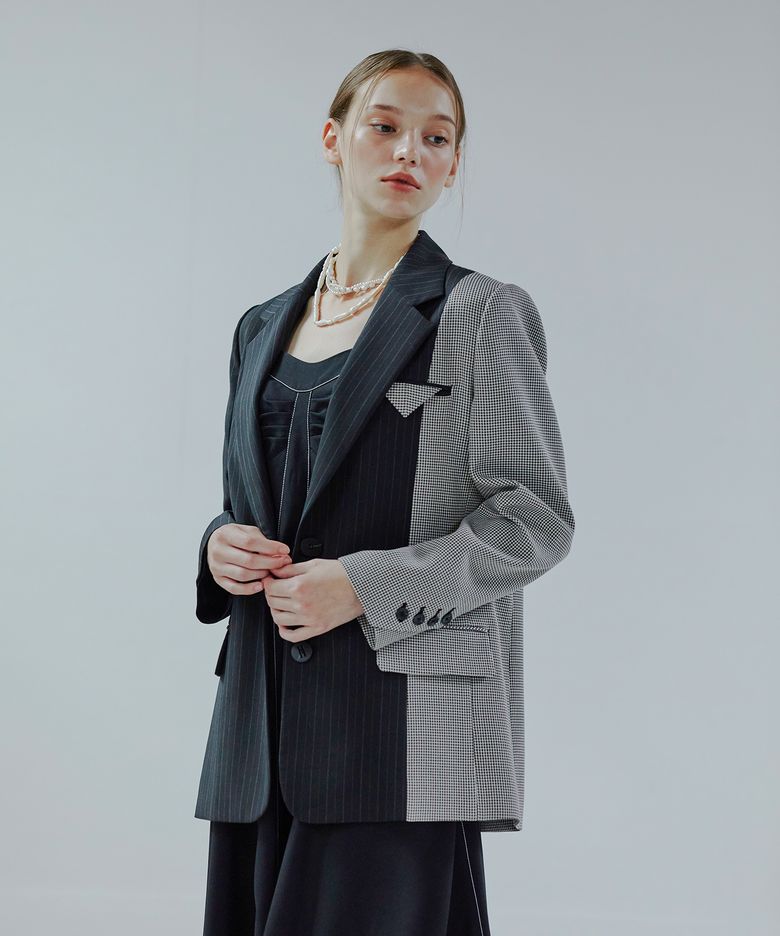 Two Button Single Jacket  Mix Black