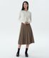 우먼즈 플리츠 미디 스커트 [라이트 브라운]