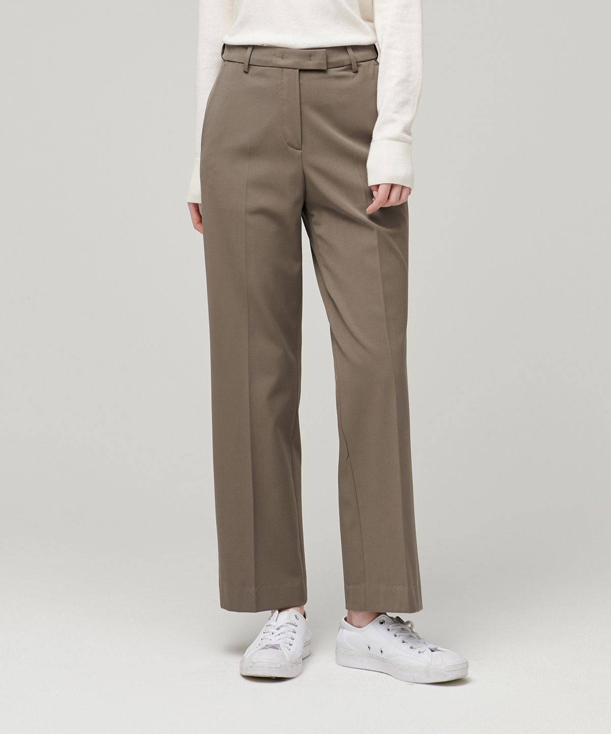 무신사 스탠다드 우먼(MUSINSA STANDARD WOMAN) 우먼즈 헤비웨이트 속기모 스트레이트 히든 밴딩 슬랙스 [더스티 베이지]