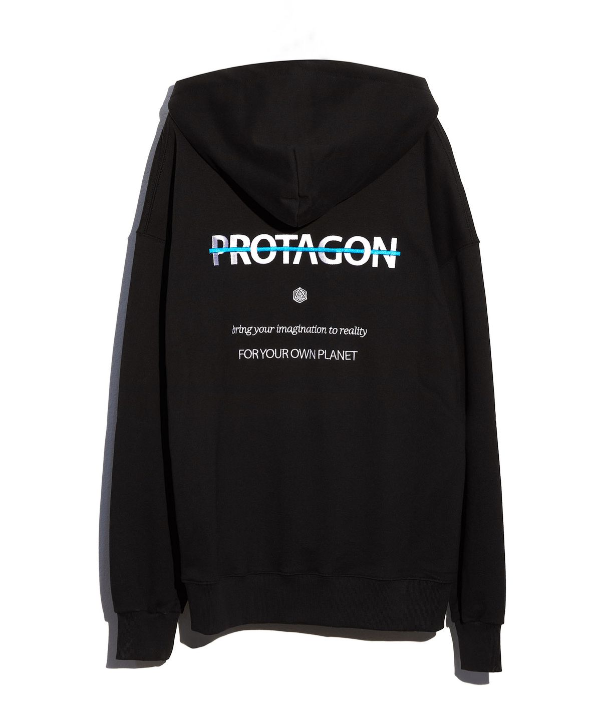 프로타곤(PROTAGON) Parallel Line Logo Hoodie (Black)