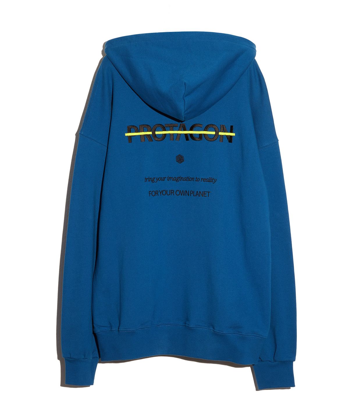 프로타곤(PROTAGON) Parallel Line Logo Hoodie (Blue)
