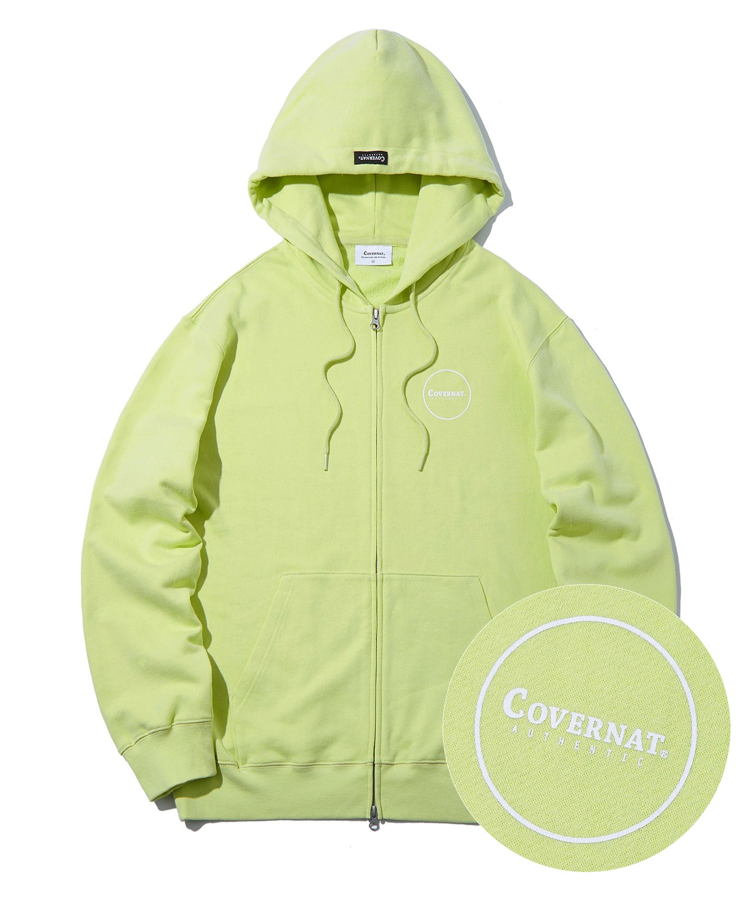 パーカー・フーディ COVERNAT Authentic Logo Hoodie Zip-Up Lime MUSINSA | COVERNAT Authentic Logo Hoodie Zip-Up Lime