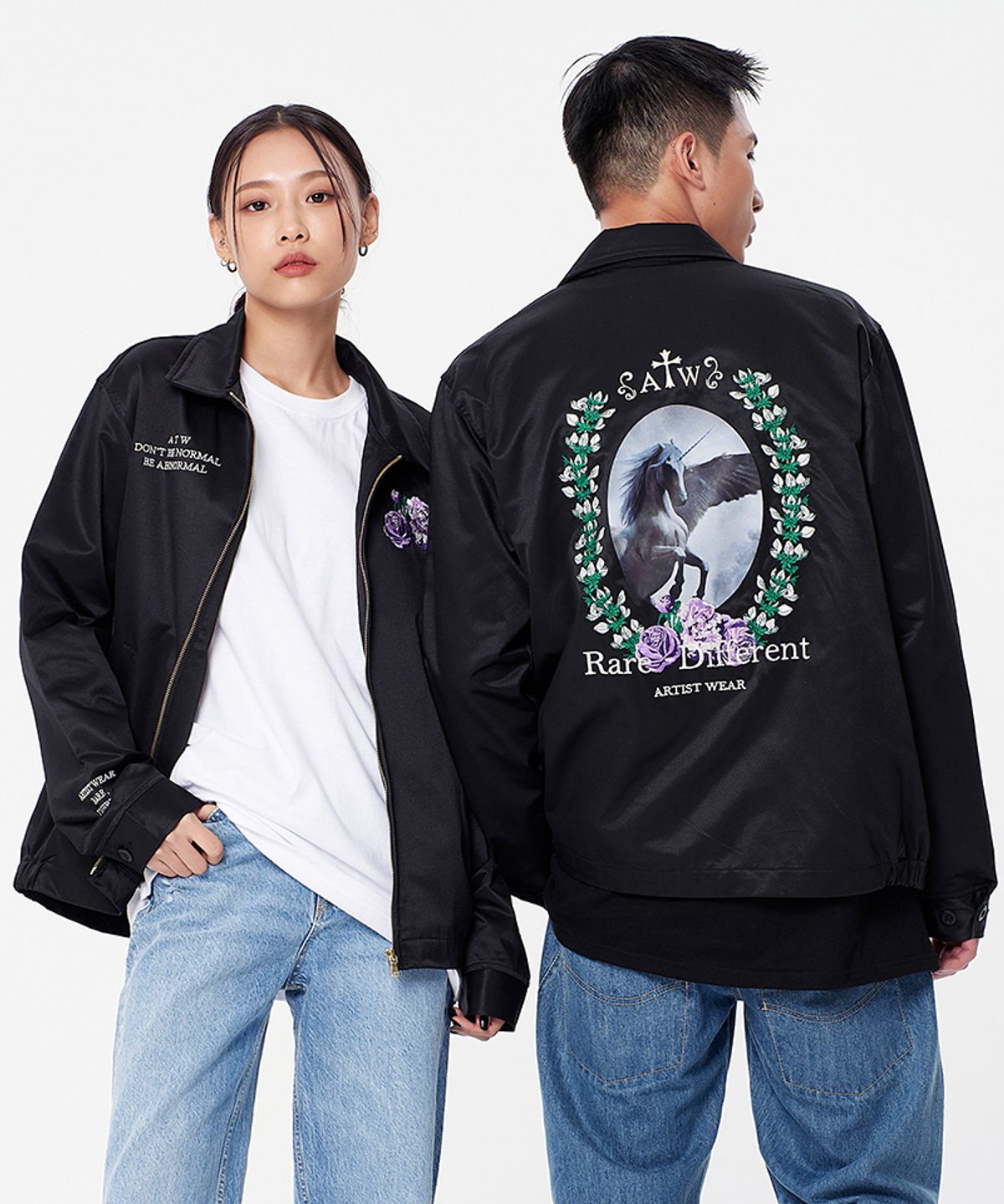 아티스트웨어(ARTISTWEAR) [ATW] 유니콘 플라워 자수 오버핏 자켓