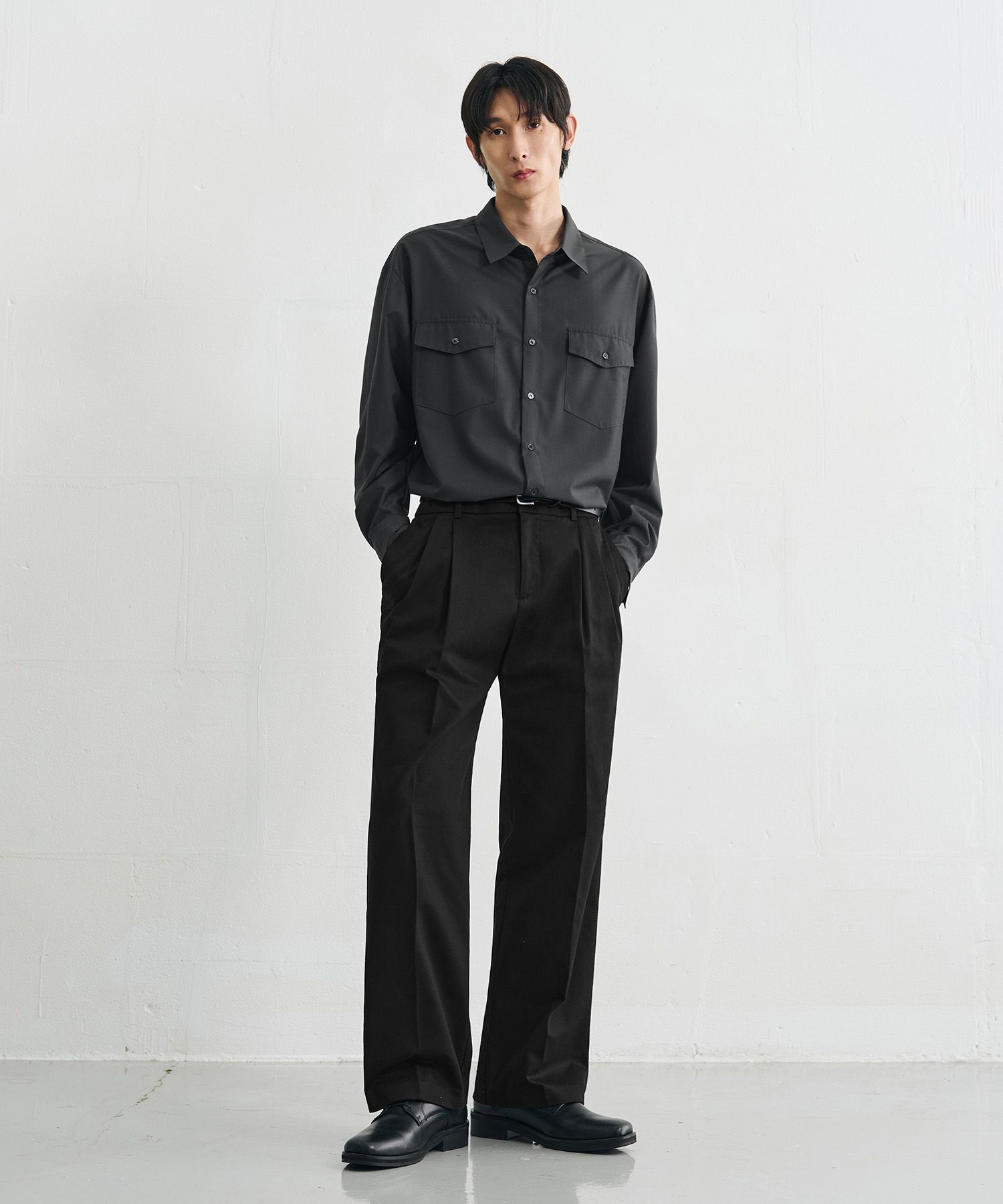 MUSINSA | DRAW FIT Wide Banding Chino Pants [BLACK]