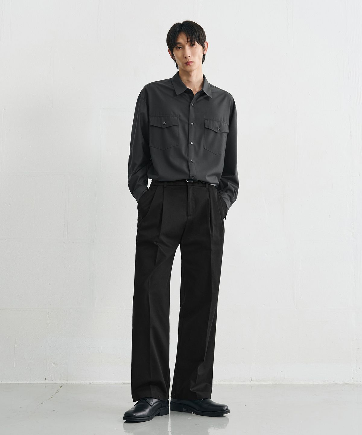 드로우핏(DRAW FIT) 와이드 밴딩 치노 팬츠 [BLACK]