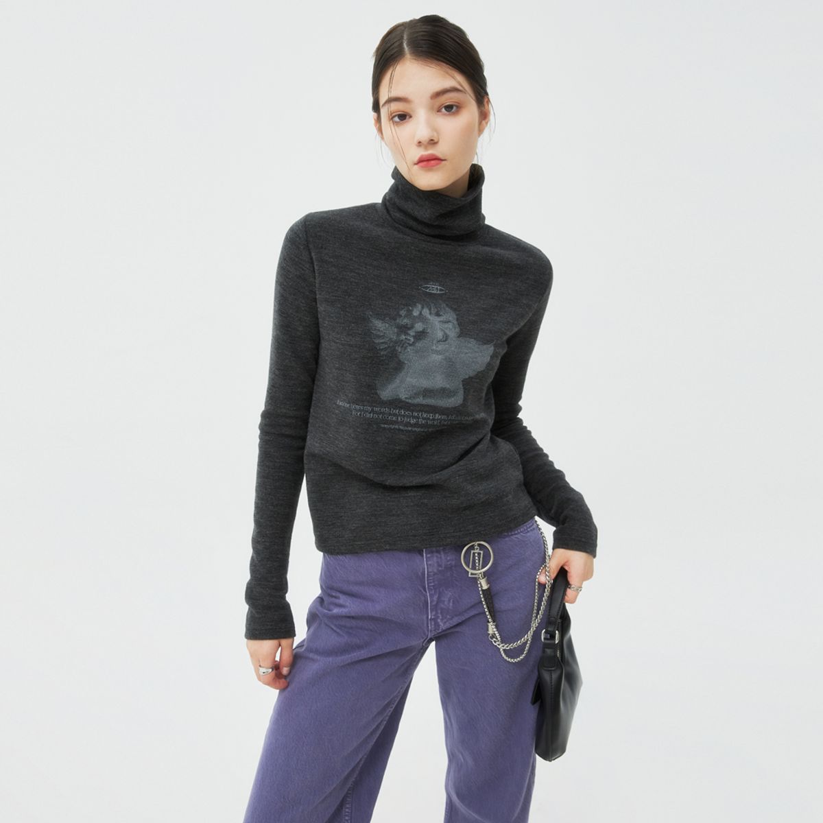 앤커버(NCOVER) PLASTER CAST TURTLENECK KNIT-BLACK