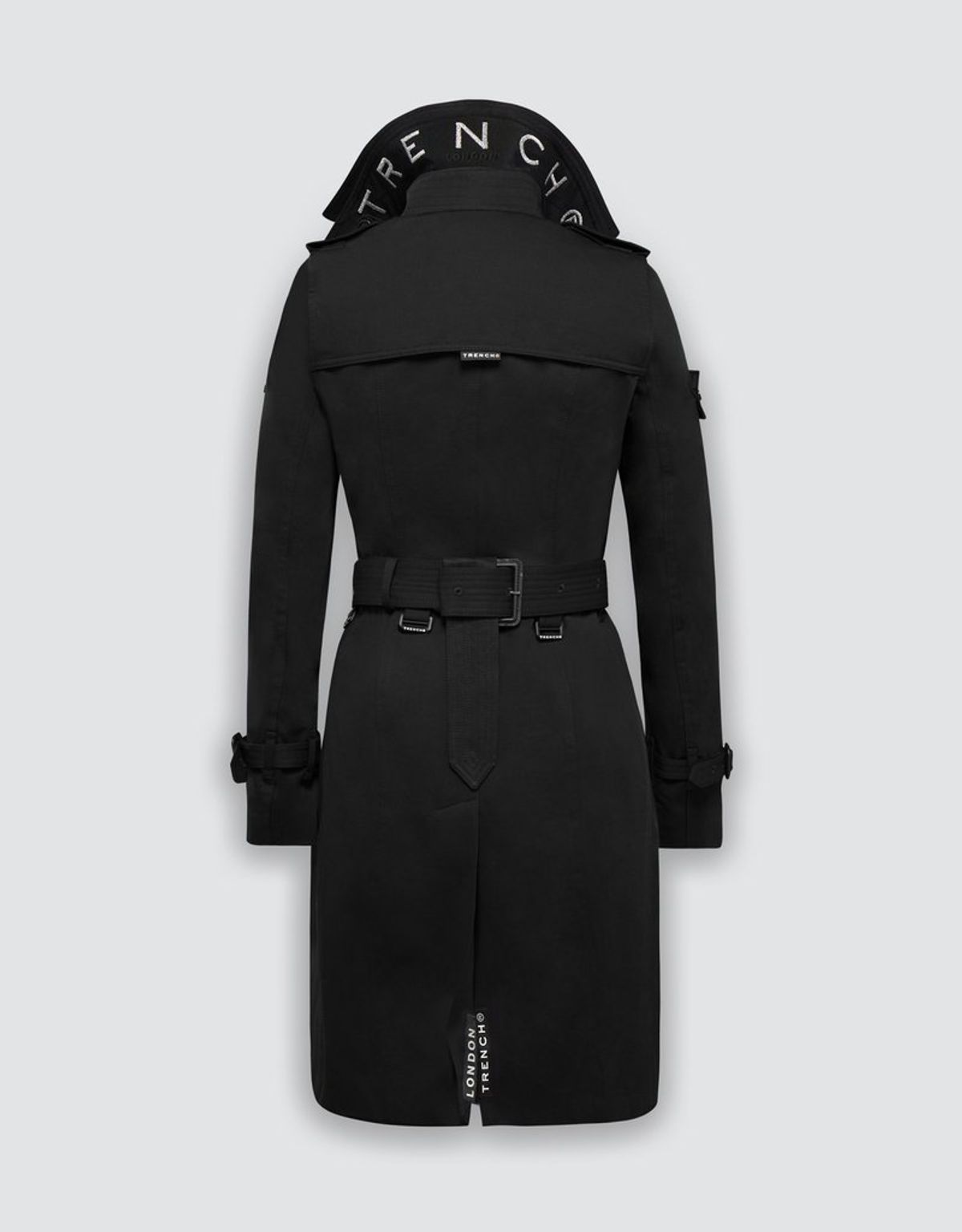 트렌치런던(TRENCH LONDON) 퀸 클래식 트렌치 코트 (BLACK/BLACK/SILVER)