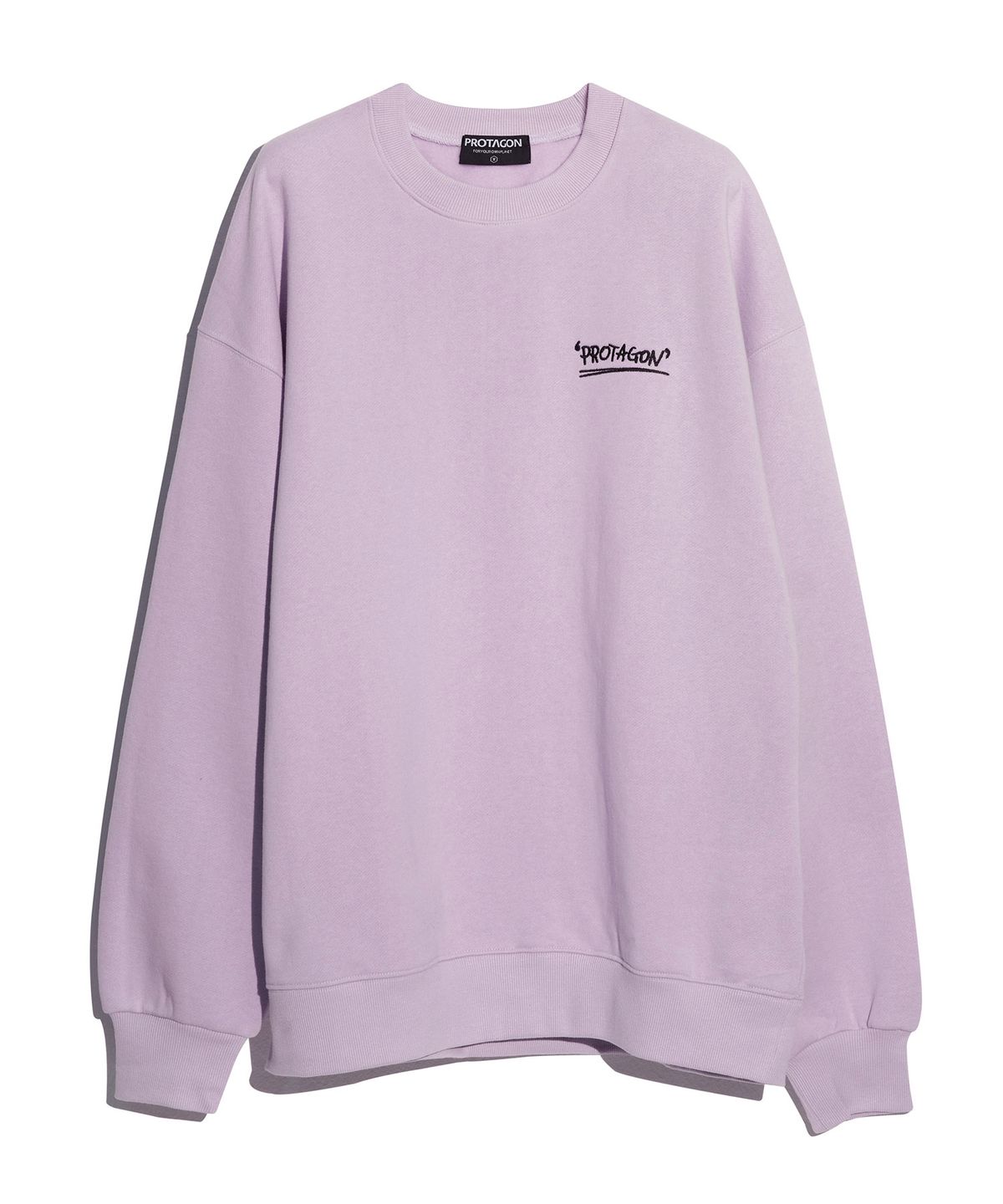 프로타곤(PROTAGON) [기모] Handwriting Logo Oversized Sweat Shirts (Lavender)