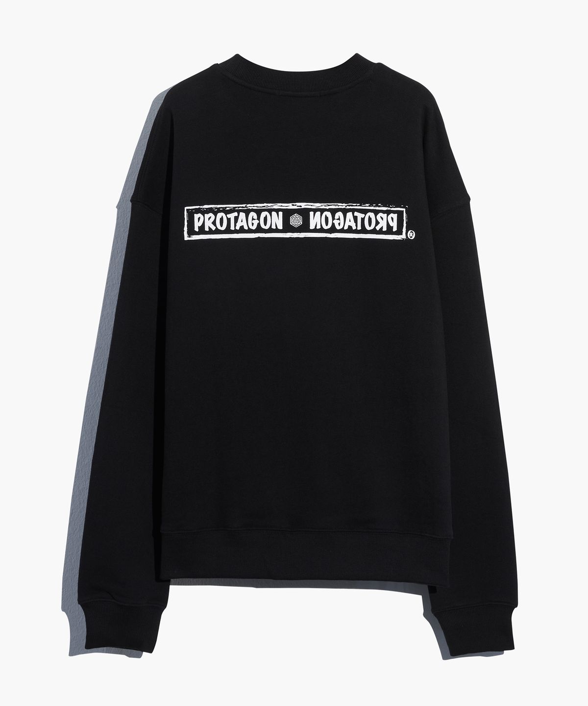 프로타곤(PROTAGON) Rough Box Logo Oversized Sweat Shirts (Black)