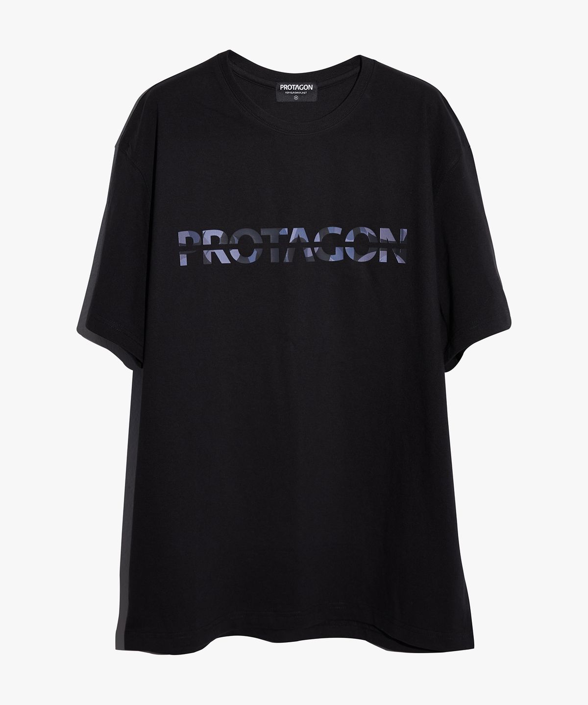 프로타곤(PROTAGON) Splashed Logo Short-sleeved Tee (Black)