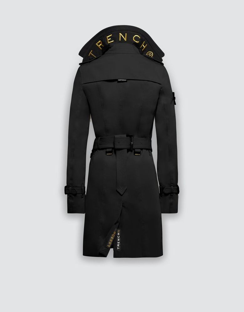 슬림 트렌치 코트(BLACK/BLACK/GOLD)