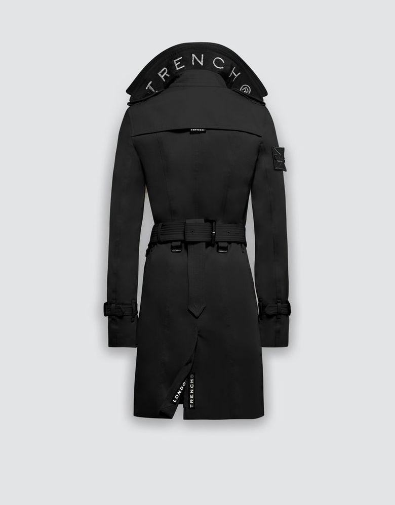 슬림 트렌치 코트(BLACK/BLACK/SILVER)