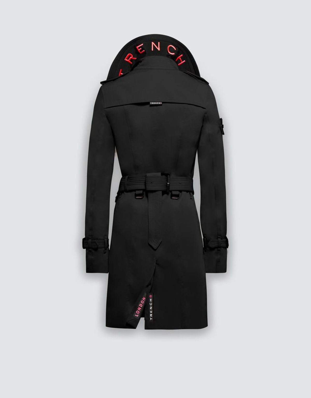 트렌치런던(TRENCH LONDON) 슬림 트렌치 코트(BLACK/BLACK/HOTPINK)