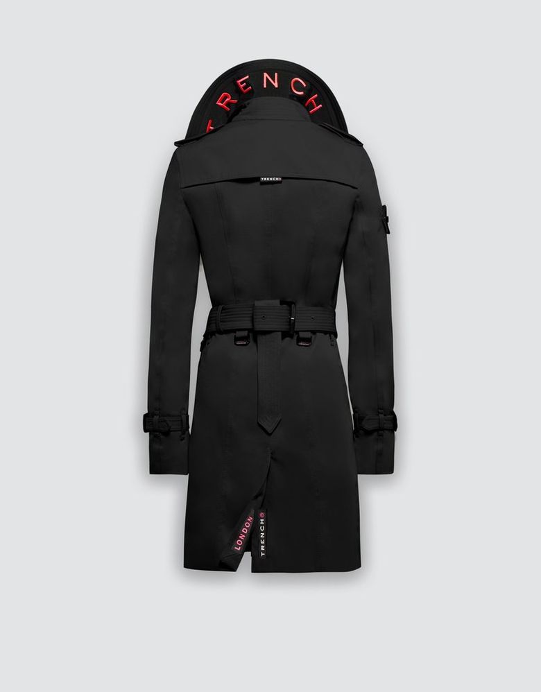 슬림 트렌치 코트(BLACK/BLACK/HOTPINK)