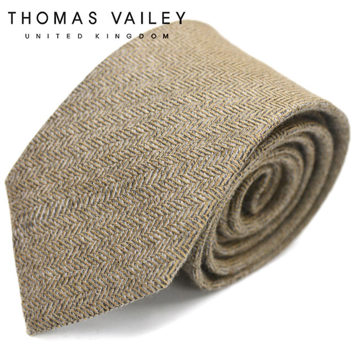 토마스 베일리(THOMAS VAILEY) 실크넥타이-플레인헤링본 머스타드 7.5cm