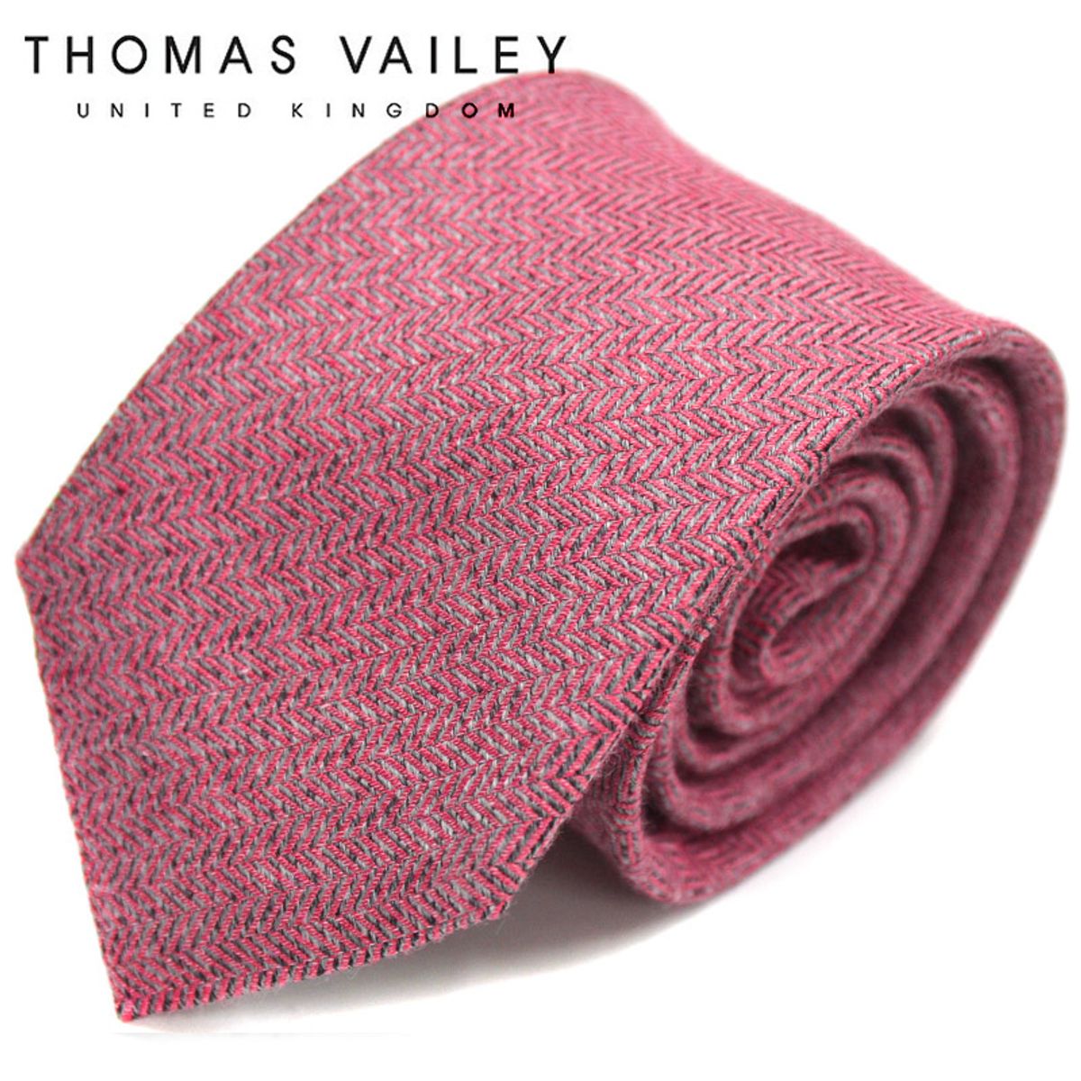 토마스 베일리(THOMAS VAILEY) 실크넥타이-플레인헤링본 레드 7.5cm