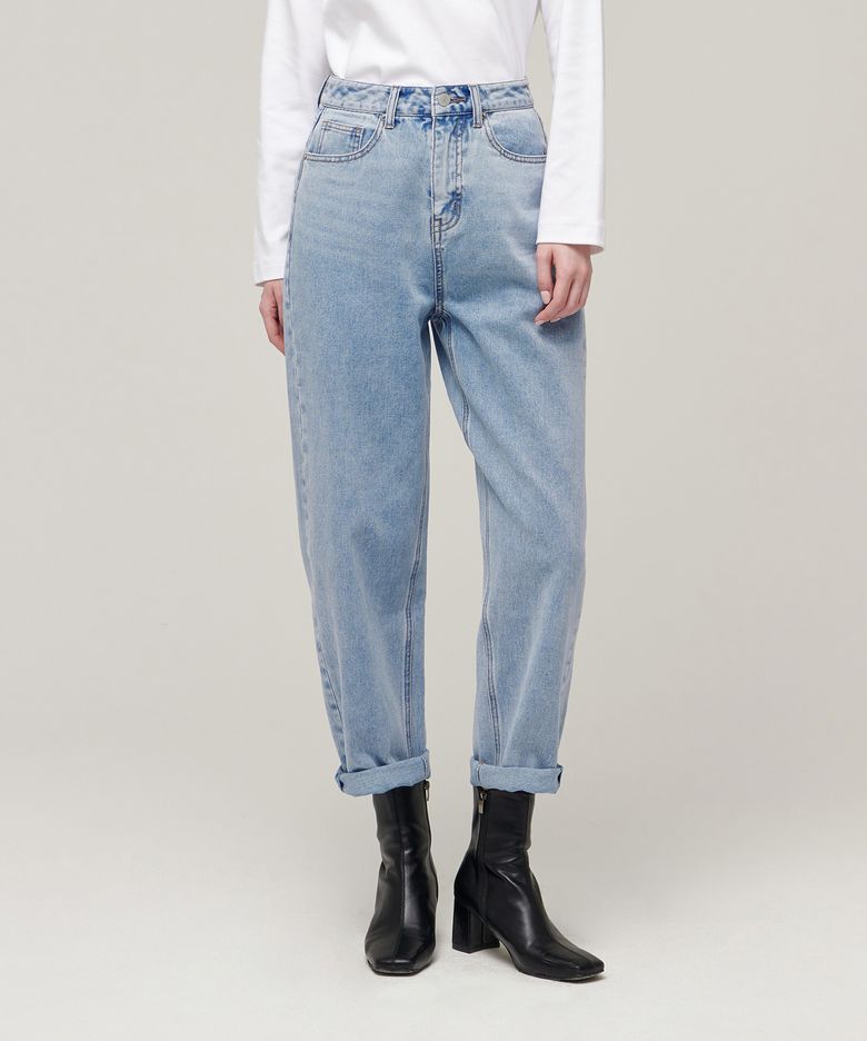 우먼즈 릴렉스드 맘 핏 데님 팬츠 [라이트 인디고]