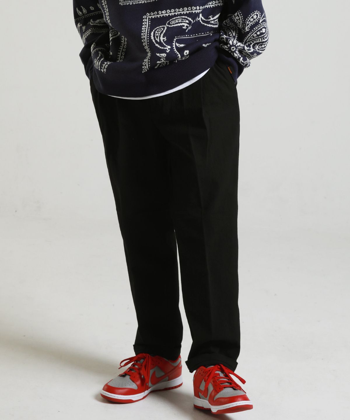 스테이지 네임(STAGE NAME) 워시드 테이퍼드 와이드팬츠_블랙