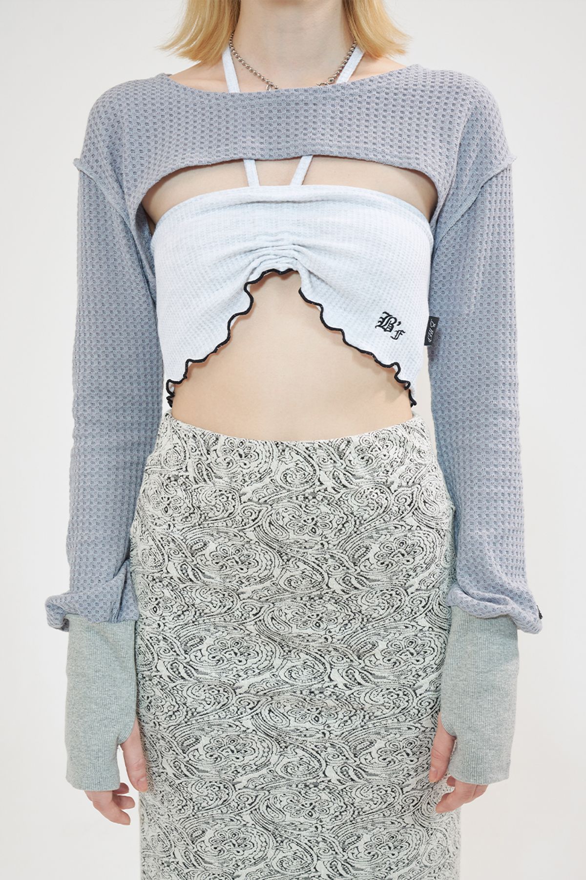 비피피(BFEEP) shirring bra top_ light gray