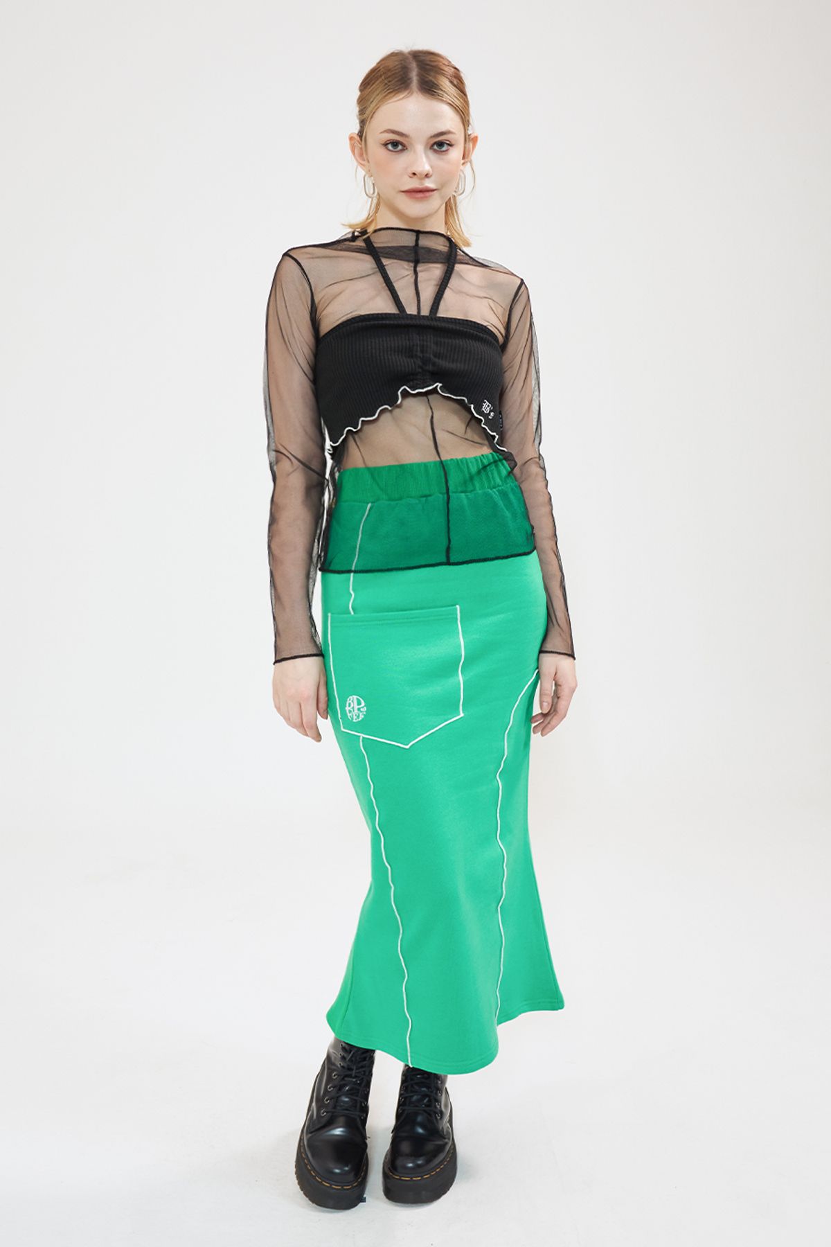 비피피(BFEEP) circle logo long skirt_green