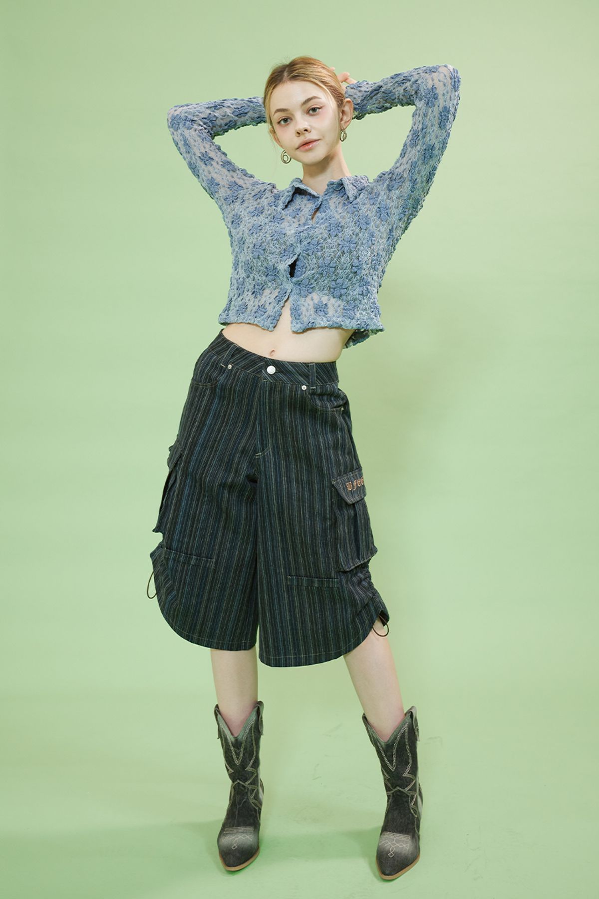 비피피(BFEEP) string cargo pants_ deep blue