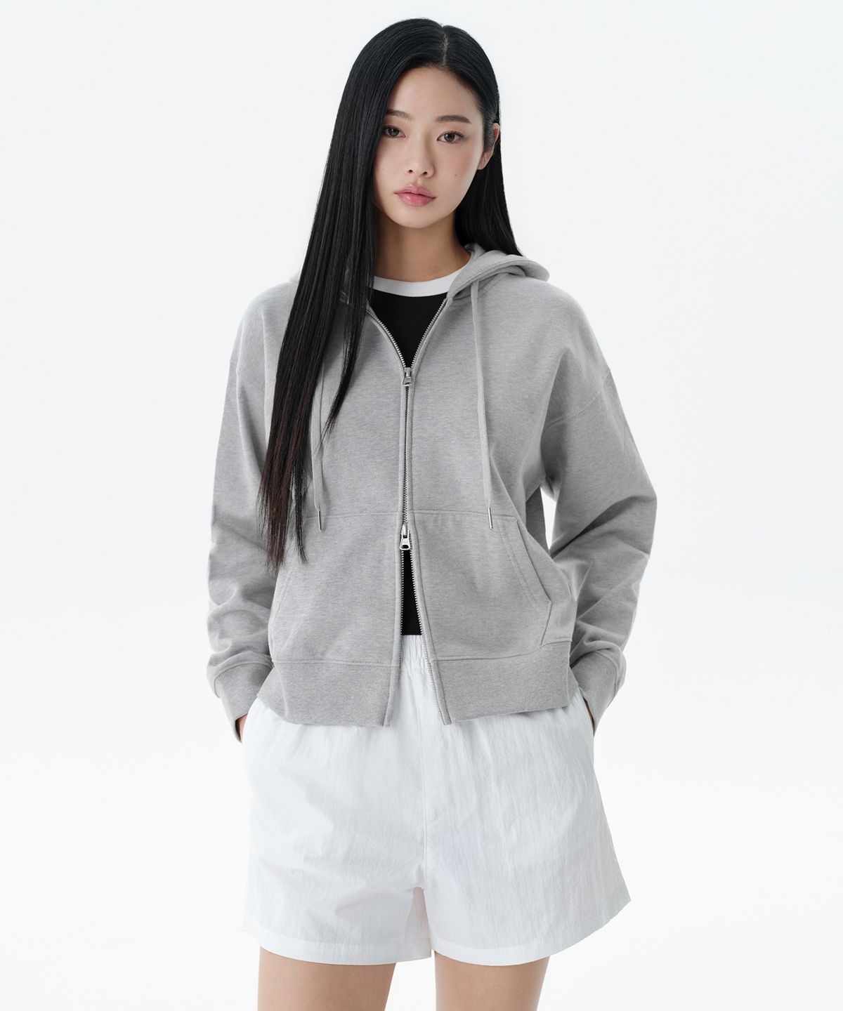 무신사 스탠다드 우먼(MUSINSA STANDARD WOMAN) 우먼즈 후디드 스웨트 집업 [미디엄 그레이]