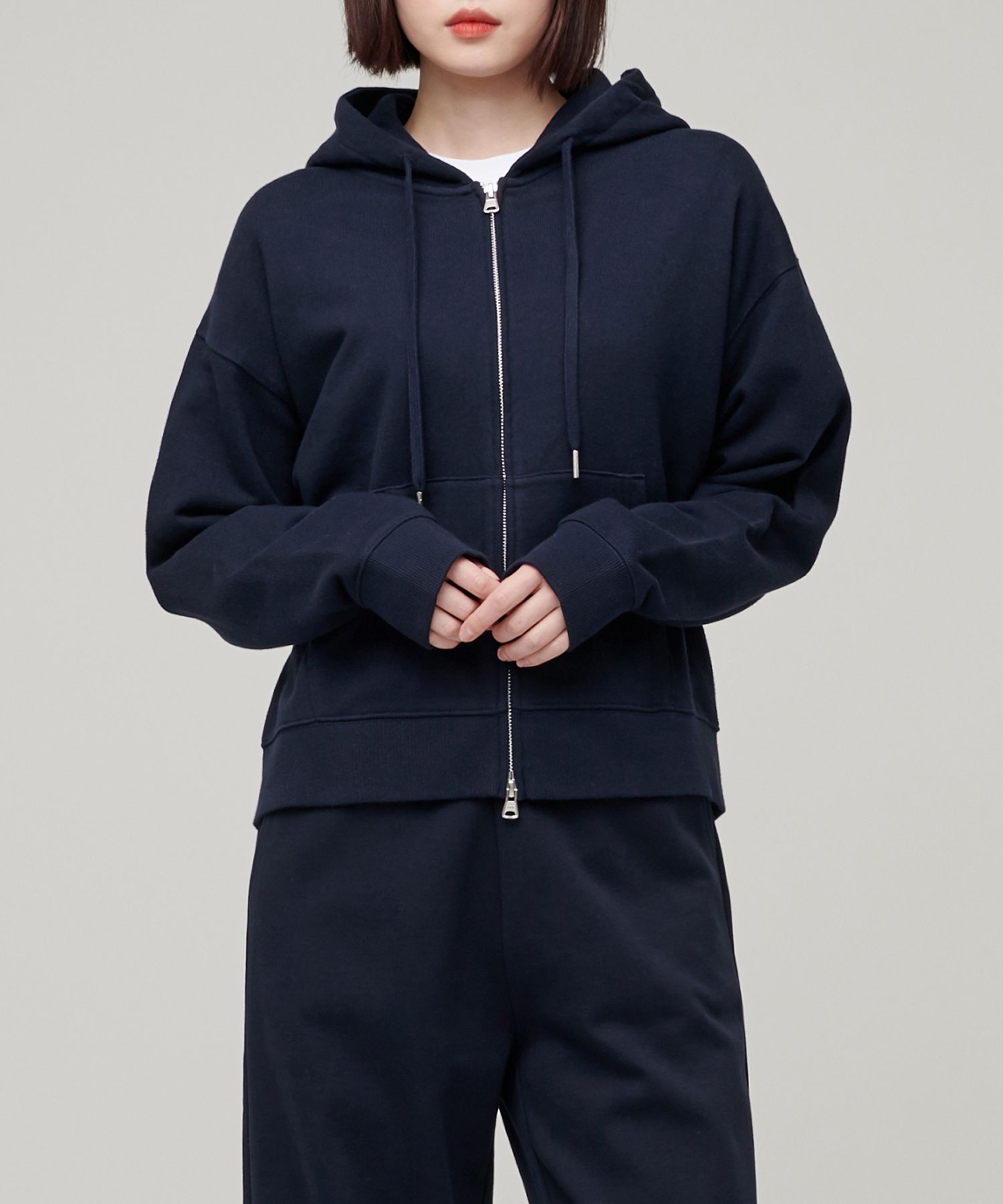 MUSINSA | MUSINSA STANDARD WOMAN WOMENS ZIP-UP HOODIE_NAVY