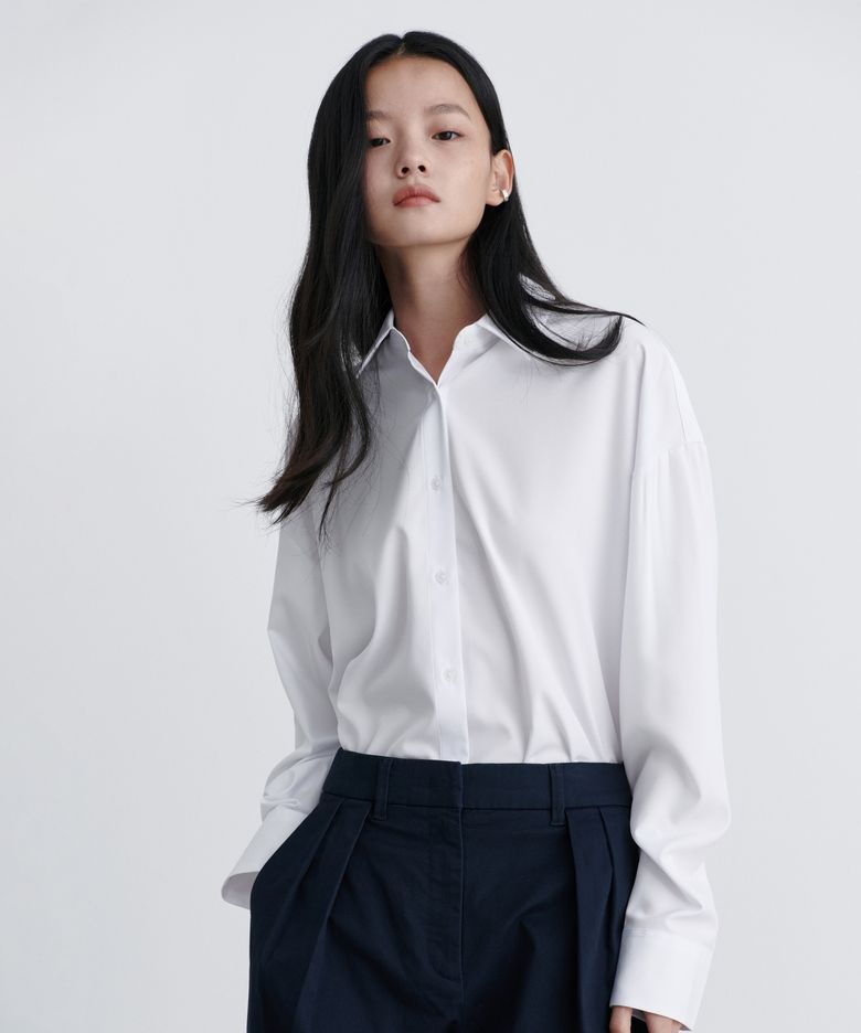 우먼즈 오버사이즈 실키 셔츠 [화이트]